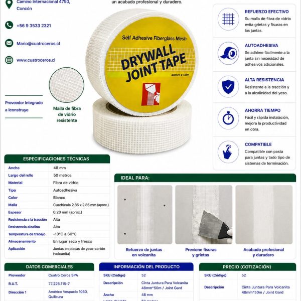 FDP, Cinta Juntura Para Volcanita 48mm*50m / Joint Gard