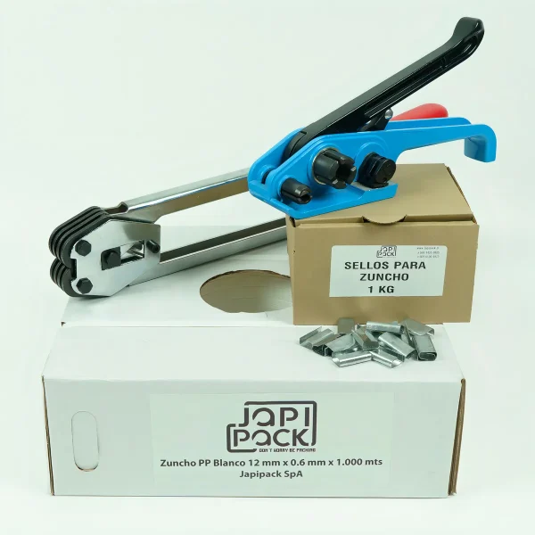 Kit Enzunchadora, Tensador 1/2 + Sellador + Zuncho Plastico 1.000 mts + 250 Sellos