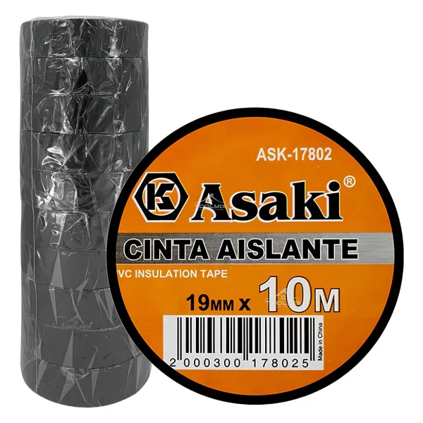 Pack 10 Cinta / Huincha Aisladora 19mm X 10m Profesional Color Negro