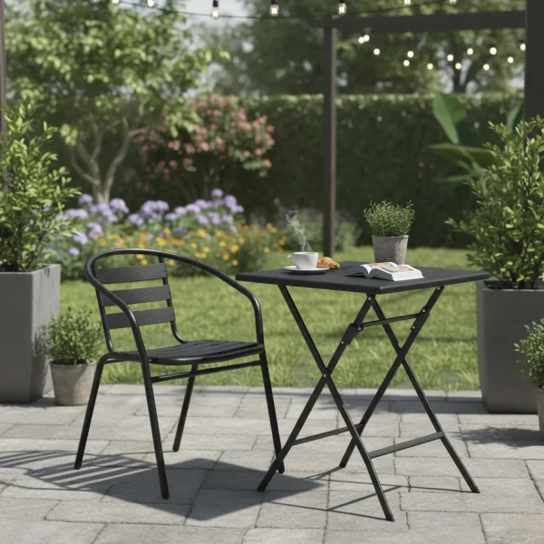 Just Home Collection, Silla Aluminio Metal Negra