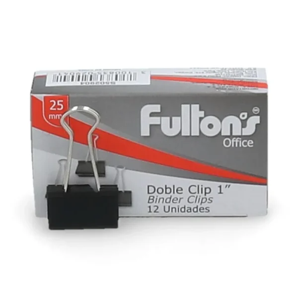 Doble Clips 25 mm Negro 1 Pulgada 12 Un - FULTONS