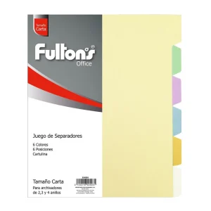 Separador Carta De Cartulina 6 Divisiones 6 Colores - FULTONS