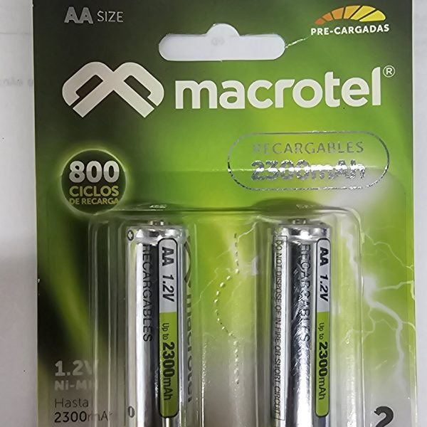 Pack 2 Pilas Recargables AA 1.2v Macrotel 2300mha MW-1800