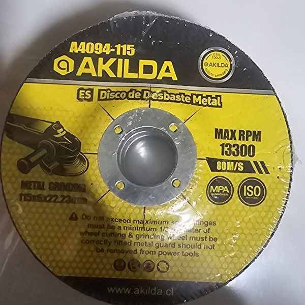 DISCO DE DESBASTE PARA METAL 4 1/2 X 6MM AKILDA