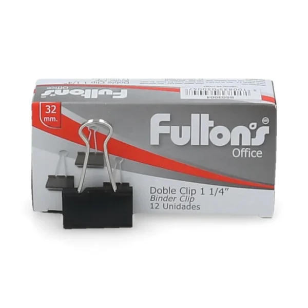 Doble Clips 32 mm Negro 1 1/4 12 Un - FULTONS S503004
